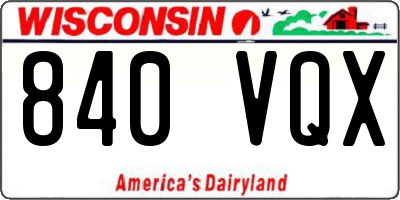 WI license plate 840VQX