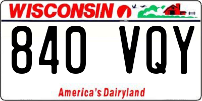 WI license plate 840VQY