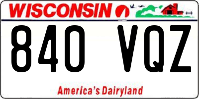 WI license plate 840VQZ