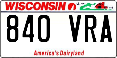 WI license plate 840VRA