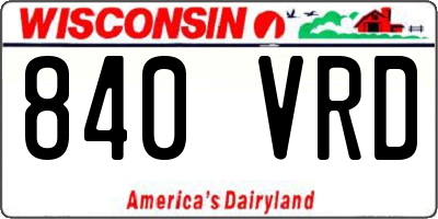WI license plate 840VRD