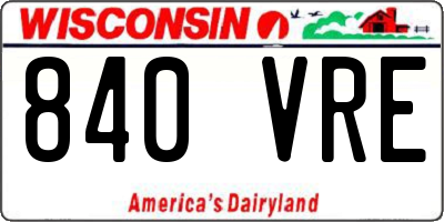 WI license plate 840VRE