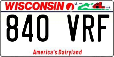 WI license plate 840VRF