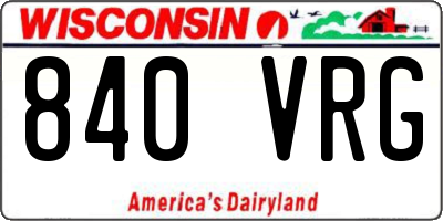 WI license plate 840VRG