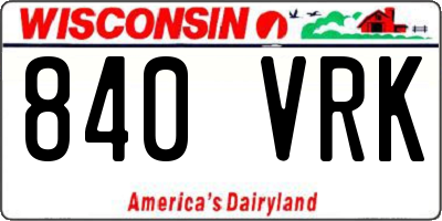 WI license plate 840VRK