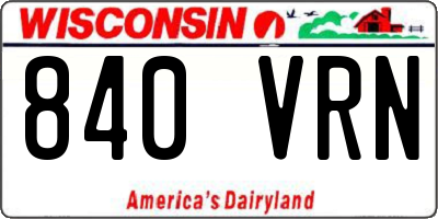 WI license plate 840VRN