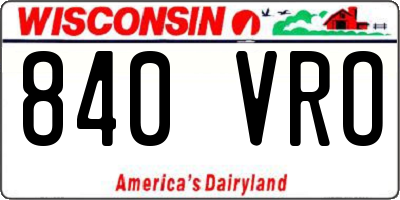 WI license plate 840VRO