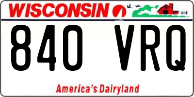WI license plate 840VRQ