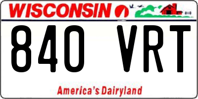 WI license plate 840VRT