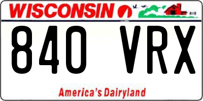 WI license plate 840VRX