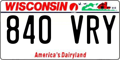 WI license plate 840VRY