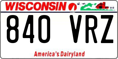 WI license plate 840VRZ