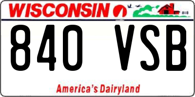 WI license plate 840VSB