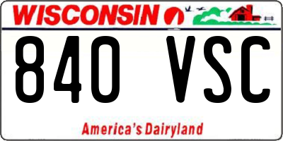 WI license plate 840VSC