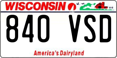 WI license plate 840VSD