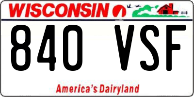 WI license plate 840VSF