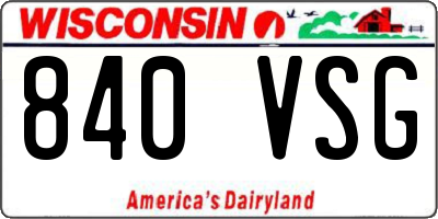 WI license plate 840VSG