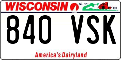 WI license plate 840VSK