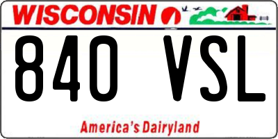 WI license plate 840VSL