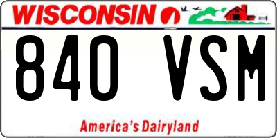 WI license plate 840VSM