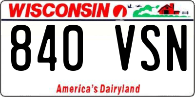 WI license plate 840VSN