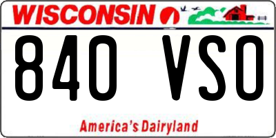 WI license plate 840VSO