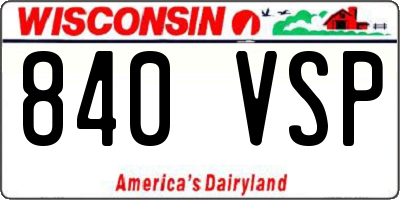 WI license plate 840VSP