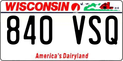 WI license plate 840VSQ