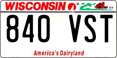 WI license plate 840VST