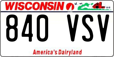 WI license plate 840VSV