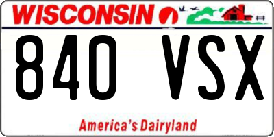 WI license plate 840VSX