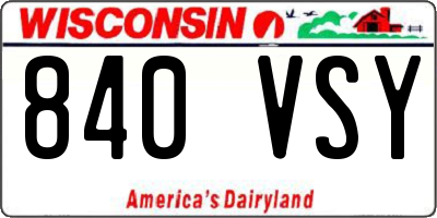 WI license plate 840VSY