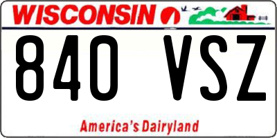 WI license plate 840VSZ