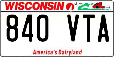 WI license plate 840VTA