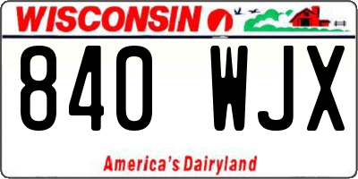 WI license plate 840WJX