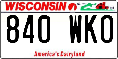 WI license plate 840WKO