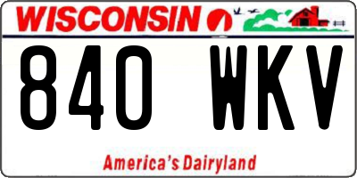 WI license plate 840WKV