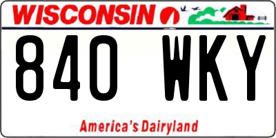 WI license plate 840WKY