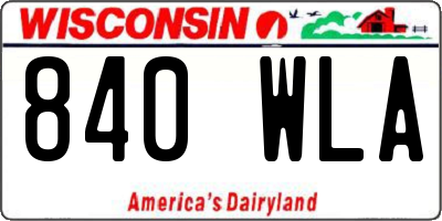 WI license plate 840WLA