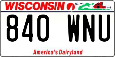 WI license plate 840WNU