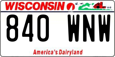 WI license plate 840WNW