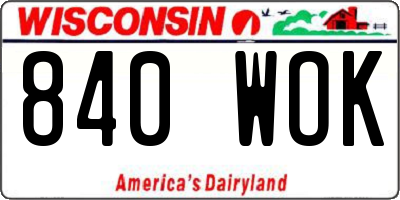 WI license plate 840WOK