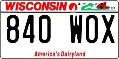 WI license plate 840WOX