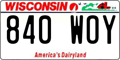 WI license plate 840WOY