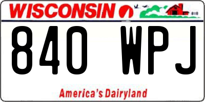 WI license plate 840WPJ