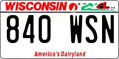 WI license plate 840WSN