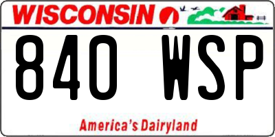 WI license plate 840WSP