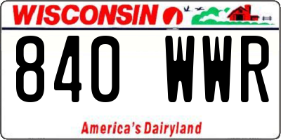 WI license plate 840WWR