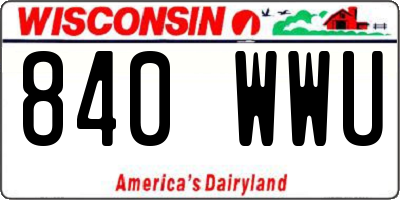 WI license plate 840WWU
