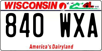 WI license plate 840WXA